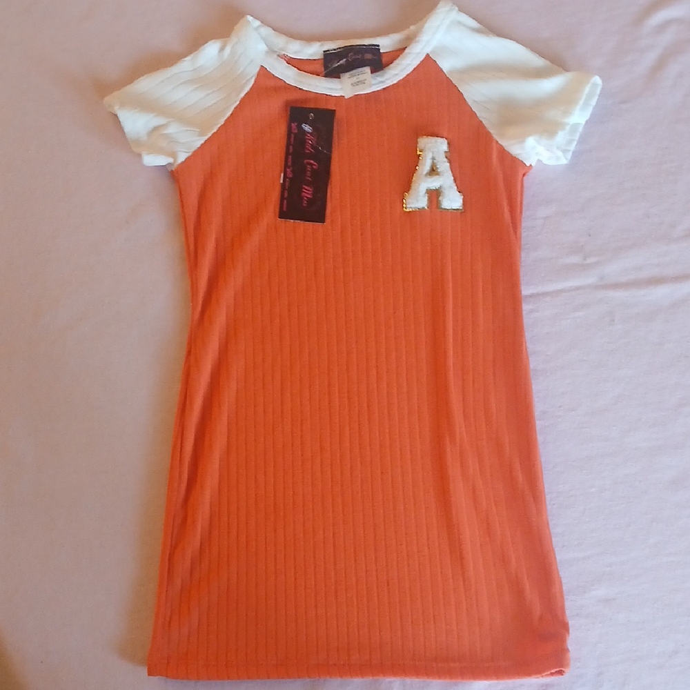Orange and White Kids Shirt with 'A' Patch